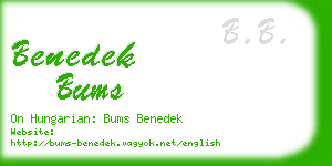 benedek bums business card